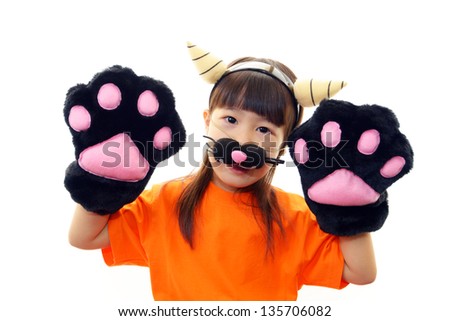 Little girl wearing costume