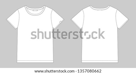 Technical sketch unisex t shirt. T-shirt design template. Front and back vector.