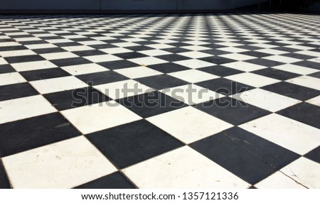 Beautiful pattern and design of black and white ceramic tiles on the floor