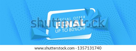 Final Sale Special Offer Banner Template Blue banner. Abstract background modern hipster futuristic graphic. Blue background with white stripes. Vector illustration. Royalty-Free Stock Photo #1357131740