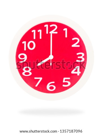 Red clock isolate on white background