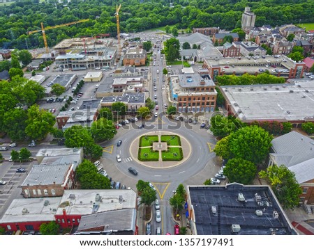 Downtown Franklin TN Aerial Shot of the Square Royalty-Free Stock Photo #1357197491