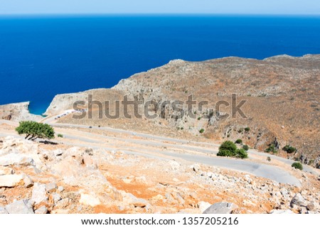 Crete. Mountain road to the beach in the Bay of Shaytan