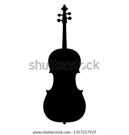 A black and white vector silhouette of a cello Royalty-Free Stock Photo #1357257929