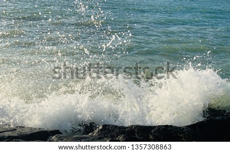 Big Waves Crashing On Stone Stock