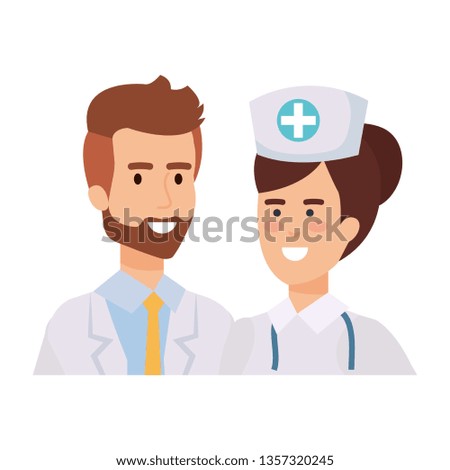couple of professionals doctor and nurse characters