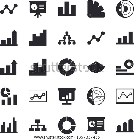 Solid vector icon set - color scheme flat vector, chart, statistics, scatter, statistic, clircle diagram, point, presentaition board, classification, core of the earth fector, achievement
