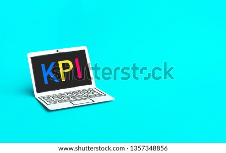 Business marketing concepts with kpi text on paper mockup laptop.strategy engagement 