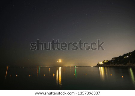 Night over Adriatic sea in Duino Trieste Italy 