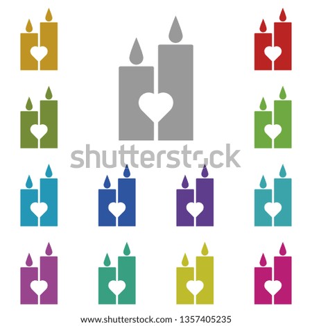 Candles with a heart multi color icon. Simple thin line, outline vector of valentines day icons for UI and UX, website or mobile application