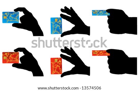 Illustration of banking card in hands
