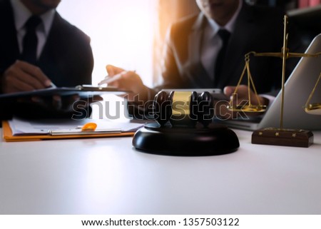 lawyer judge or Auction show gavel in the office, Law, legal services, advice, Justice concept.