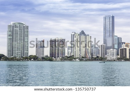 Miami skyline from Biscayne Bay, Florida