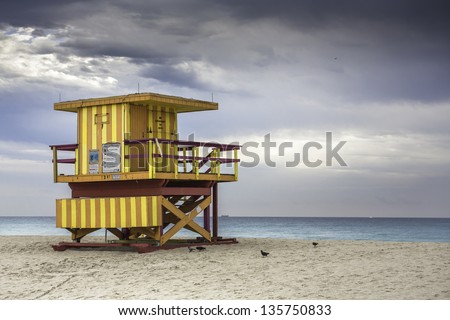 Lifeguard tower in South Beach, Miami, Florida