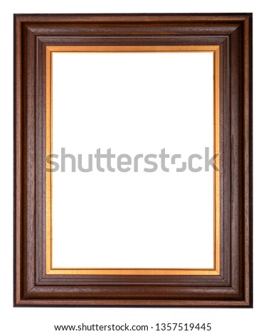 Old wooden frame isolated on white background - image
