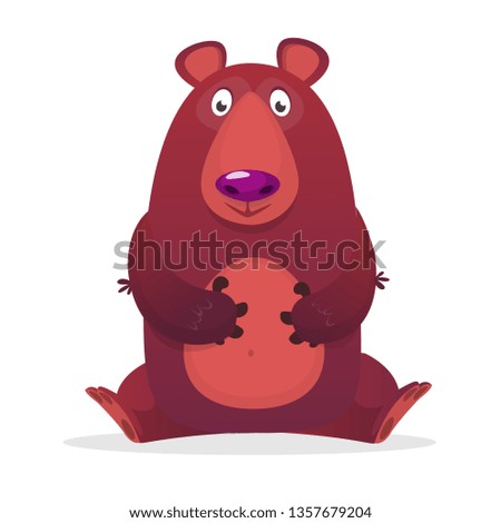 Surprised by a brown bear, vector illustration 