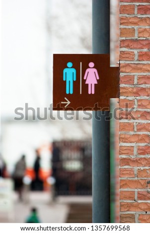 Public toilet sign in the park, Man and woman toilet Symbol 