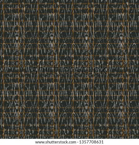 Abstract seamless pattern with mirrored symmetrical, warped stripe shapes, dots and splatters in shades of taupe, white, grey and orange.