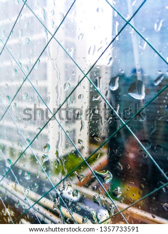 Tokyo window in a rainy day.
