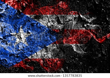 Puerto Rico smoky mystical flag on the old dirty wall background