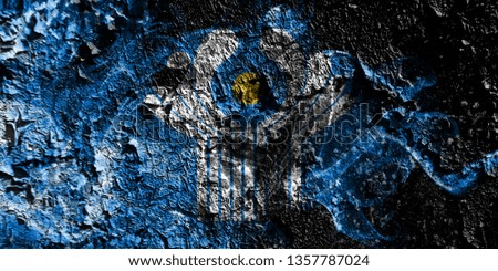Commonwealth of Independent States smoky mystical flag on the old dirty wall background