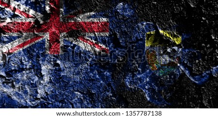 British Overseas Territories - Saint Helena smoky mystical flag on the old dirty wall background
