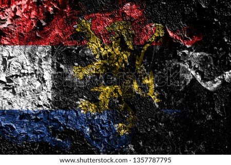 Benelux smoky mystical flag on the old dirty wall background