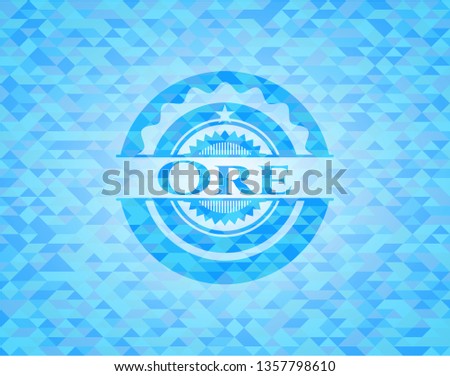 Ore light blue emblem with mosaic background