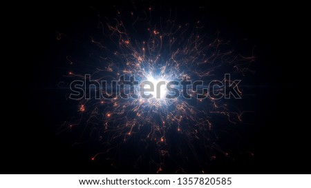Futuristic space particles  in bright round energy structure. space orb VFX design element. Abstract colorful lights background animation energy ray of power electric magnetic. Royalty-Free Stock Photo #1357820585