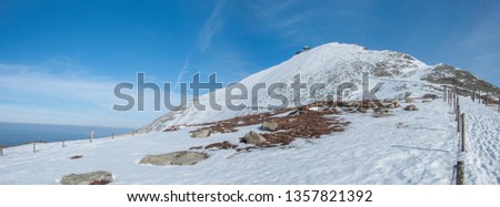 Snowy panorama of the Snezka mountains - Karkonosze, Krkonose