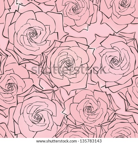 Elegance Seamless pattern with flowers roses, vector floral illustration in vintage style