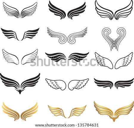 Wings Vector Set. Royalty-Free Stock Photo #135784631
