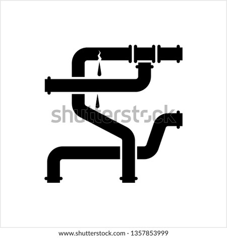 Broken Pipe Icon, Leakage In Pipe Vector Art Illustration
