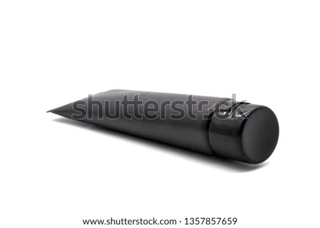 Black cosmetic bottle on white background,Cosmetic concept