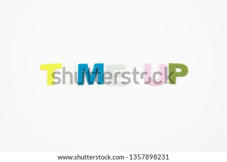 Color alphabet letter in word time up on isolated white background
