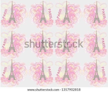 Vintage retro Eiffel tower pattern