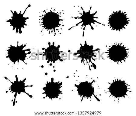 Set of paint splashes.Paint blots collection. Royalty-Free Stock Photo #1357924979