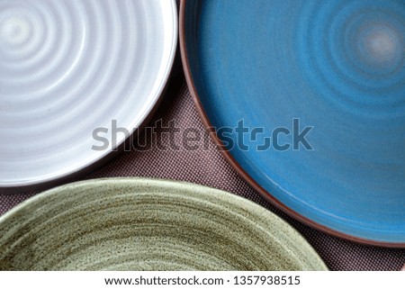 plates on the table. photo with natural light source