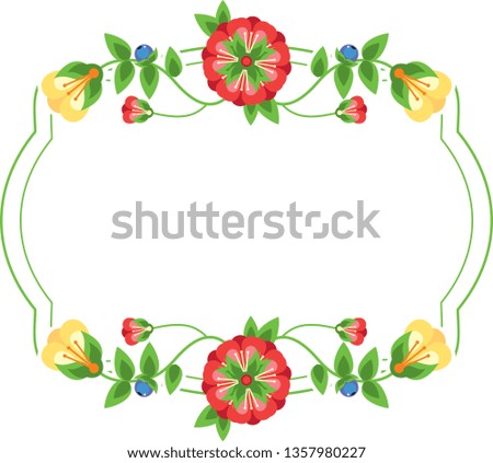 Beautiful frame with decorative bright flowers.
