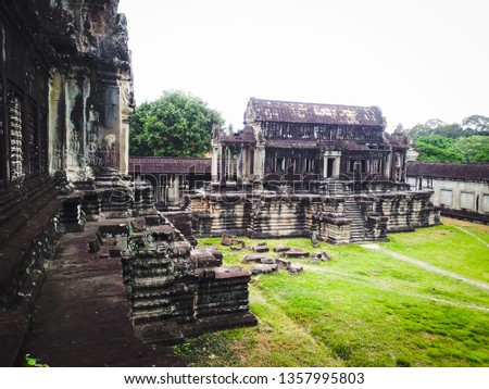 Ancient angkor wat stone library 