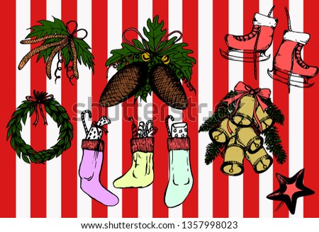 Christmas clip art set for decorating greeting card, web, flyer, poster, and any possible ads.