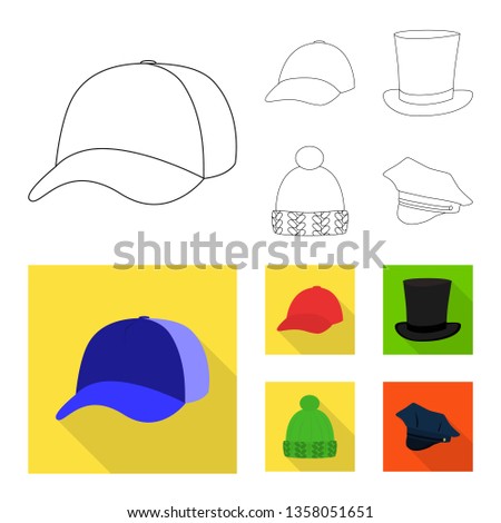 Vector illustration of clothing and cap sign. Set of clothing and beret vector icon for stock.