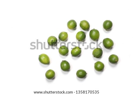 group of limes fruit isolated on white background with copy space for your text
