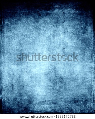 Blue grunge obsolete scary textured background with frame and space for your text or picture