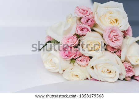 bridal bouquet of roses, bouquet of roses, pink roses, the bride's bouquet