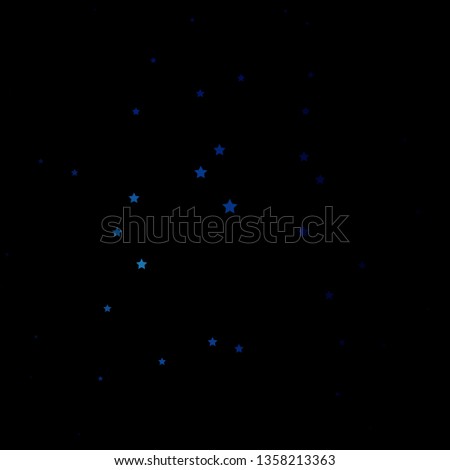 Dark BLUE vector background with small and big stars. Decorative illustration with stars on abstract template. Pattern for new year ad, booklets.
