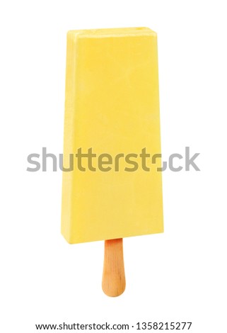 Stick ice cream green corn flavor isolated on white background. Mexican Pallets