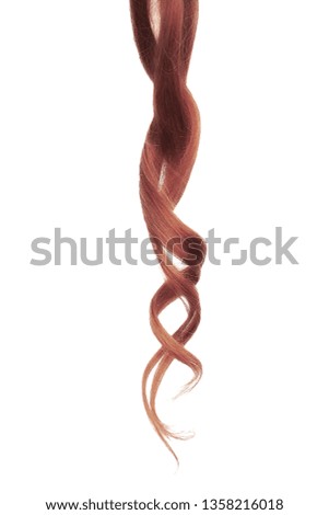 Thin curl of henna wavy hair, isolated on white background