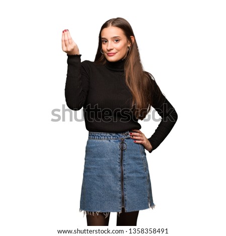 Young cute woman doing a typical italian gesture