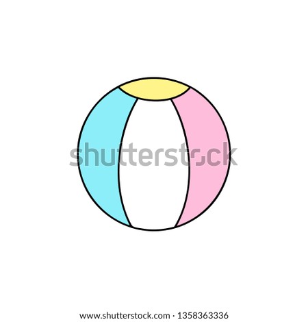 Cute circus ball vector outlined illustration icon.  